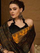 Women's Bhagalpuri Silk Yellow Printed Designer Saree with Blouse Piece