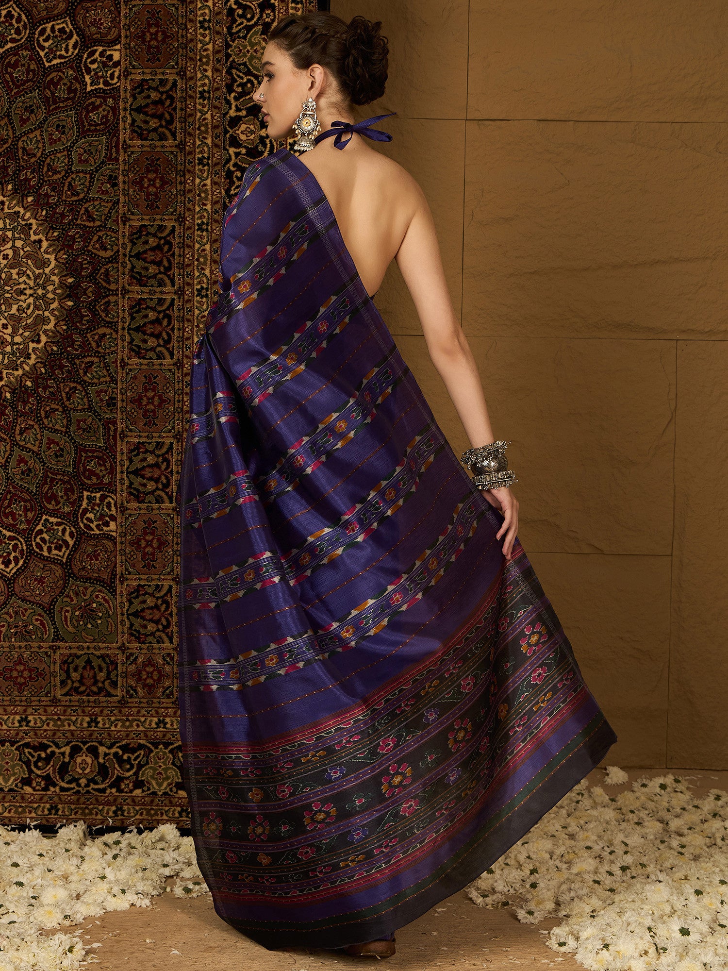 Women's Bhagalpuri Silk Purple Printed Designer Saree with Blouse Piece