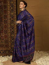 Women's Bhagalpuri Silk Purple Printed Designer Saree with Blouse Piece