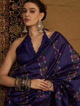 Women's Bhagalpuri Silk Purple Printed Designer Saree with Blouse Piece