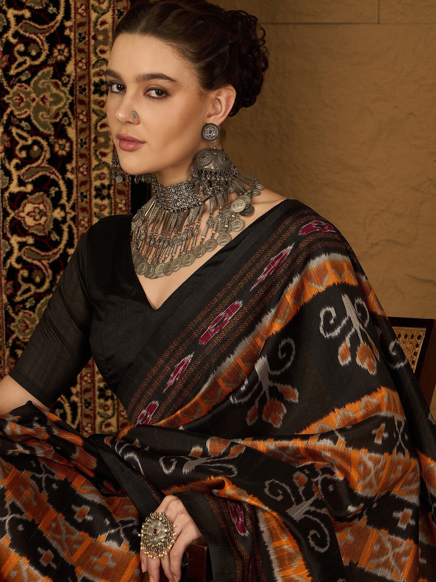 Women's Bhagalpuri Silk Yellow Printed Designer Saree with Blouse Piece