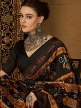 Women's Bhagalpuri Silk Yellow Printed Designer Saree with Blouse Piece