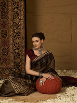 Women's Bhagalpuri Silk Beige Printed Designer Saree with Blouse Piece