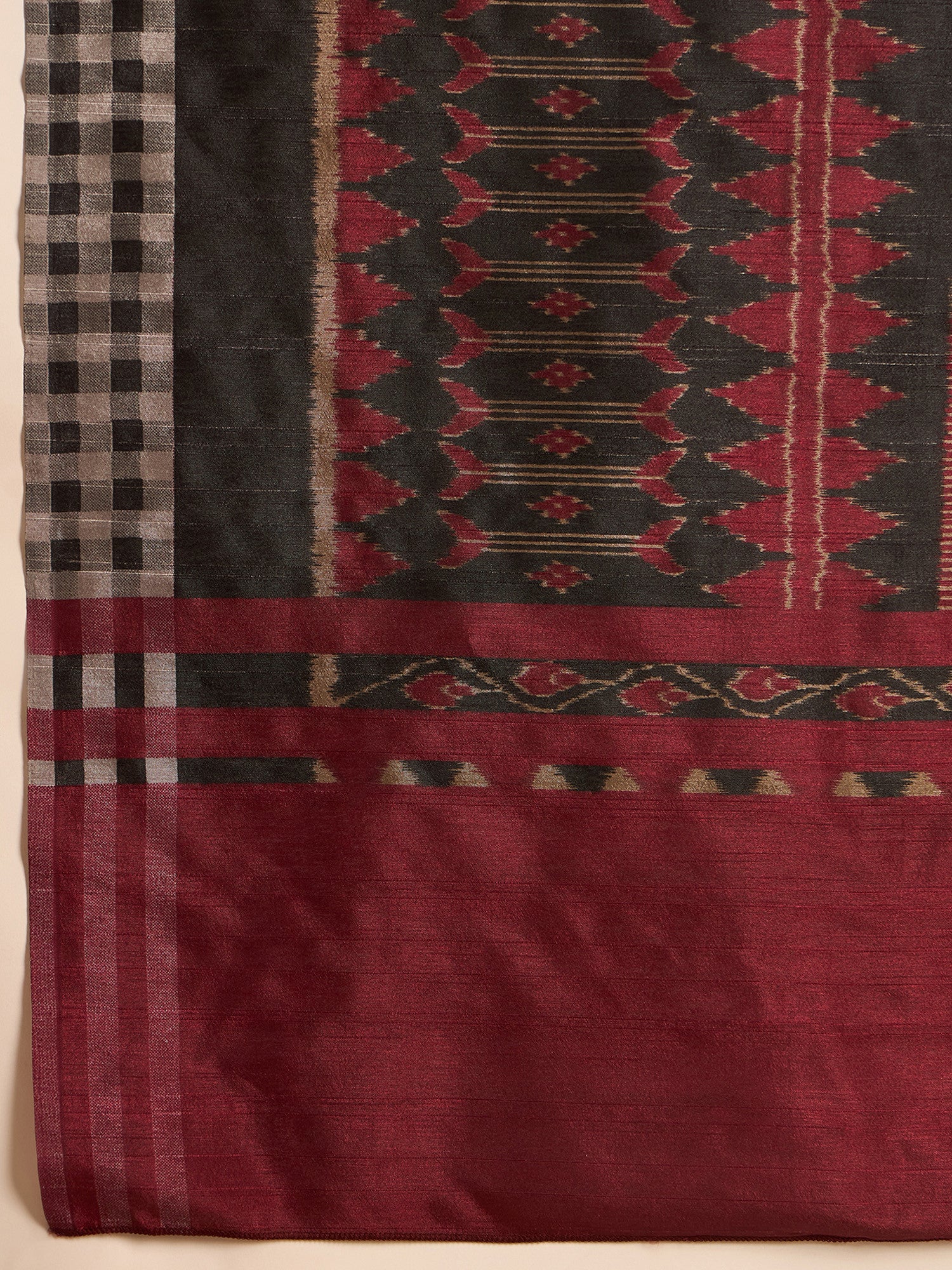 Women's Bhagalpuri Silk Beige Printed Designer Saree with Blouse Piece