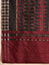 Women's Bhagalpuri Silk Beige Printed Designer Saree with Blouse Piece