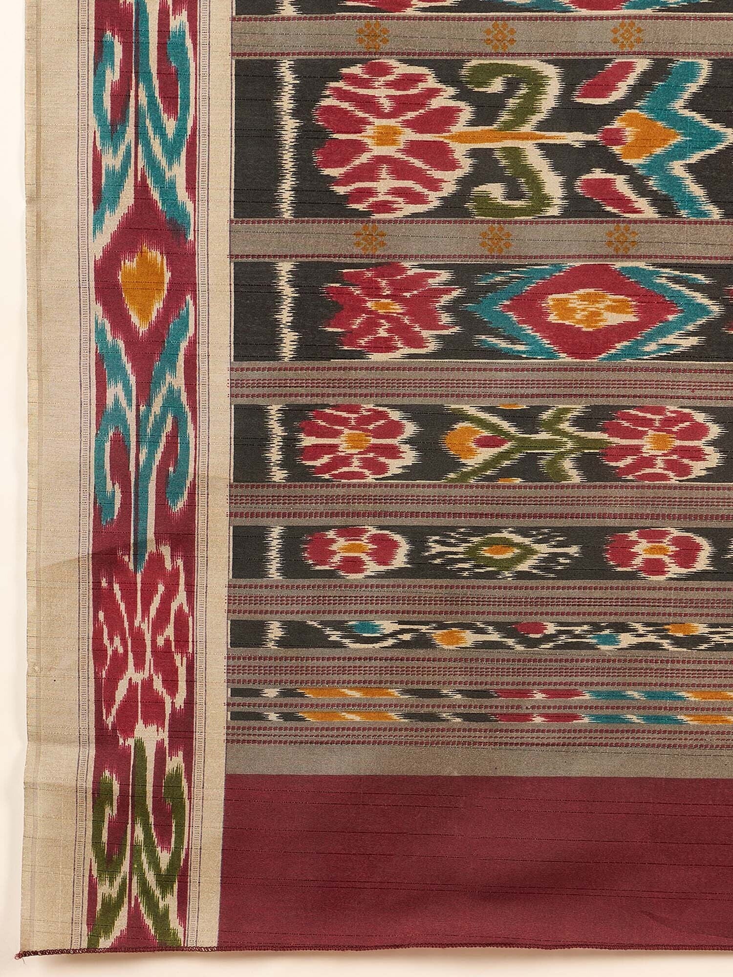 Women's Bhagalpuri Silk Red Printed Designer Saree with Blouse Piece