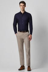 Men's Navy Work Slim Fit Solid Full Sleeves Shirt