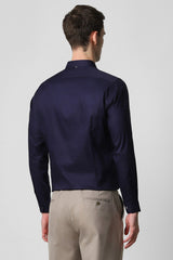 Men's Navy Work Slim Fit Solid Full Sleeves Shirt