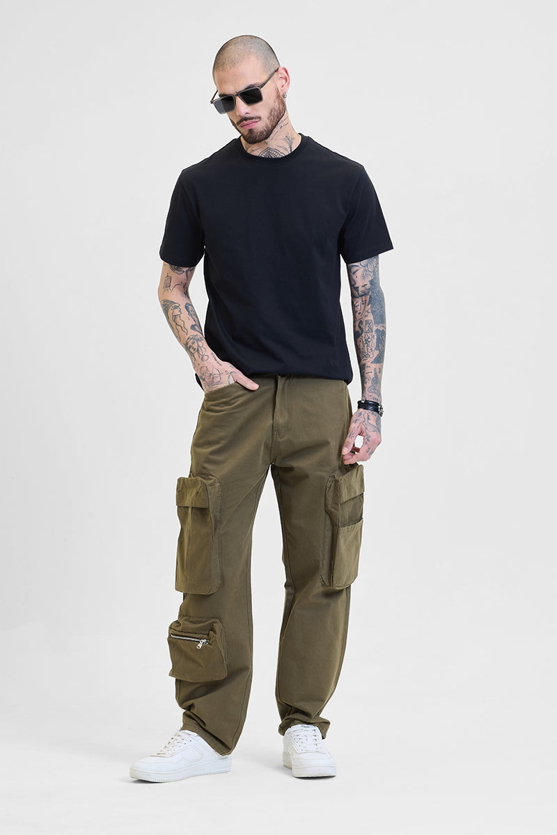 Men's Black Casual Regular Fit Tshirt