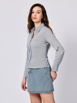 Women's Grey Cropped Fitted Shirt