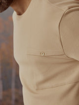 Men's Beige Casual Relaxed Fit Solid Half Sleeves Tshirt