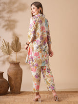 Women's Multicolor Party Three Quarter Sleeves Co-ords Set