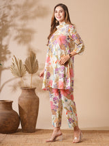 Women's Multicolor Party Three Quarter Sleeves Co-ords Set