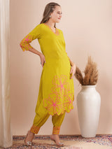 Women's Green Casual Three Quarter Sleeves Co-ords Set