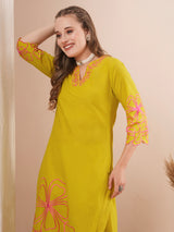 Women's Green Casual Three Quarter Sleeves Co-ords Set
