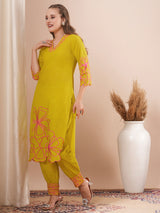 Women's Green Casual Three Quarter Sleeves Co-ords Set