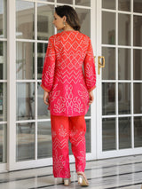 Women's Pink Casual Three Quarter Sleeves Co-ords Set