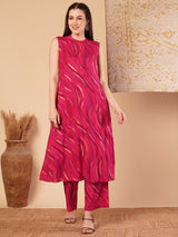 Women's Pink Casual Sleeveless Co-ords Set