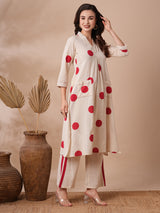 Women's White Casual Three Quarter Sleeves Co-ords Set