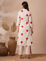 Women's White Casual Three Quarter Sleeves Co-ords Set