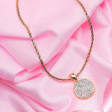 Girls Gold Plated Diamante Circle Minimal Pendant with Chain