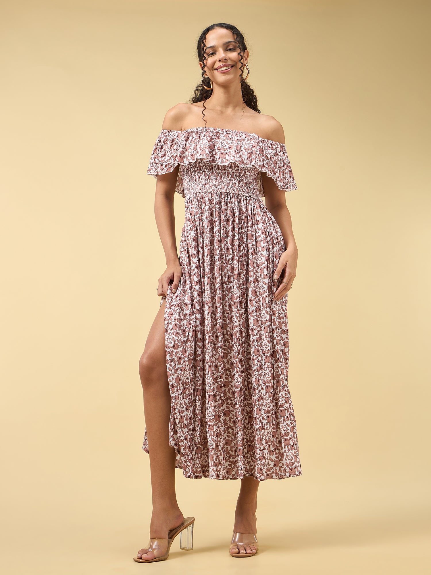 Women's Beige Casual A-Line Dress