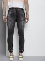 Men's Slim Fit Solid Mid Rise Stretchable Denim Joggers