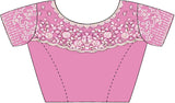 Women's Georgette Pink Embellished Designer Saree with Blouse Piece