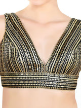 Women's Black Net Padded Back Open Sleeveless Saree Blouse