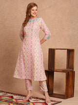 Women's Multicolor Casual Three Quarter Sleeves Co-ords Set