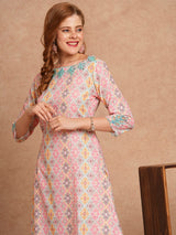 Women's Multicolor Casual Three Quarter Sleeves Co-ords Set