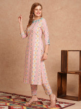 Women's Multicolor Casual Three Quarter Sleeves Co-ords Set