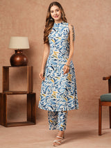 Women's Blue Party  Sleeveless Co-ords Set