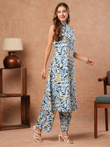 Women's Blue Party  Sleeveless Co-ords Set