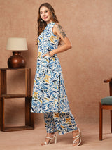 Women's Blue Party  Sleeveless Co-ords Set