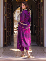 Women's Purple Festive Ethnic Motifs Full Sleeves Kurta Sets