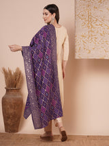 Women's Beige Festive Floral Three-Quarter Sleeves Kurta Sets