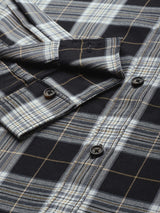 Men's Regular Fit Checkered Full Sleeves Cutaway Collar Casual Shirt