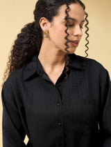 Women's Black Casual Solid Full Sleeves Shirt