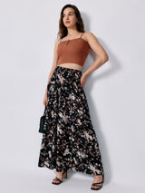 Women's Black Casual A-Line Skirt