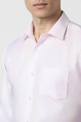 Men's Pink Work Regular Fit Solid Full Sleeves Shirt