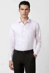 Men's Pink Work Regular Fit Solid Full Sleeves Shirt