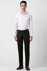 Men's Pink Work Regular Fit Solid Full Sleeves Shirt