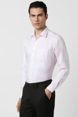 Men's Pink Work Regular Fit Solid Full Sleeves Shirt