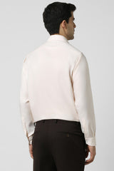 Men's Beige Work Regular Fit Solid Full Sleeves Shirt