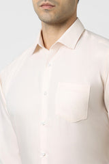 Men's Beige Work Regular Fit Solid Full Sleeves Shirt