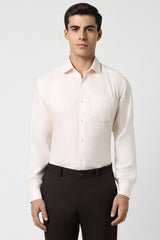 Men's Beige Work Regular Fit Solid Full Sleeves Shirt