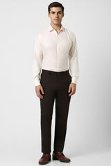 Men's Beige Work Regular Fit Solid Full Sleeves Shirt