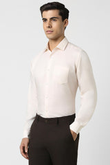 Men's Beige Work Regular Fit Solid Full Sleeves Shirt