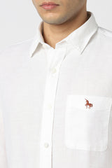 Men's White Casual Slim Fit Solid Full Sleeves Shirt